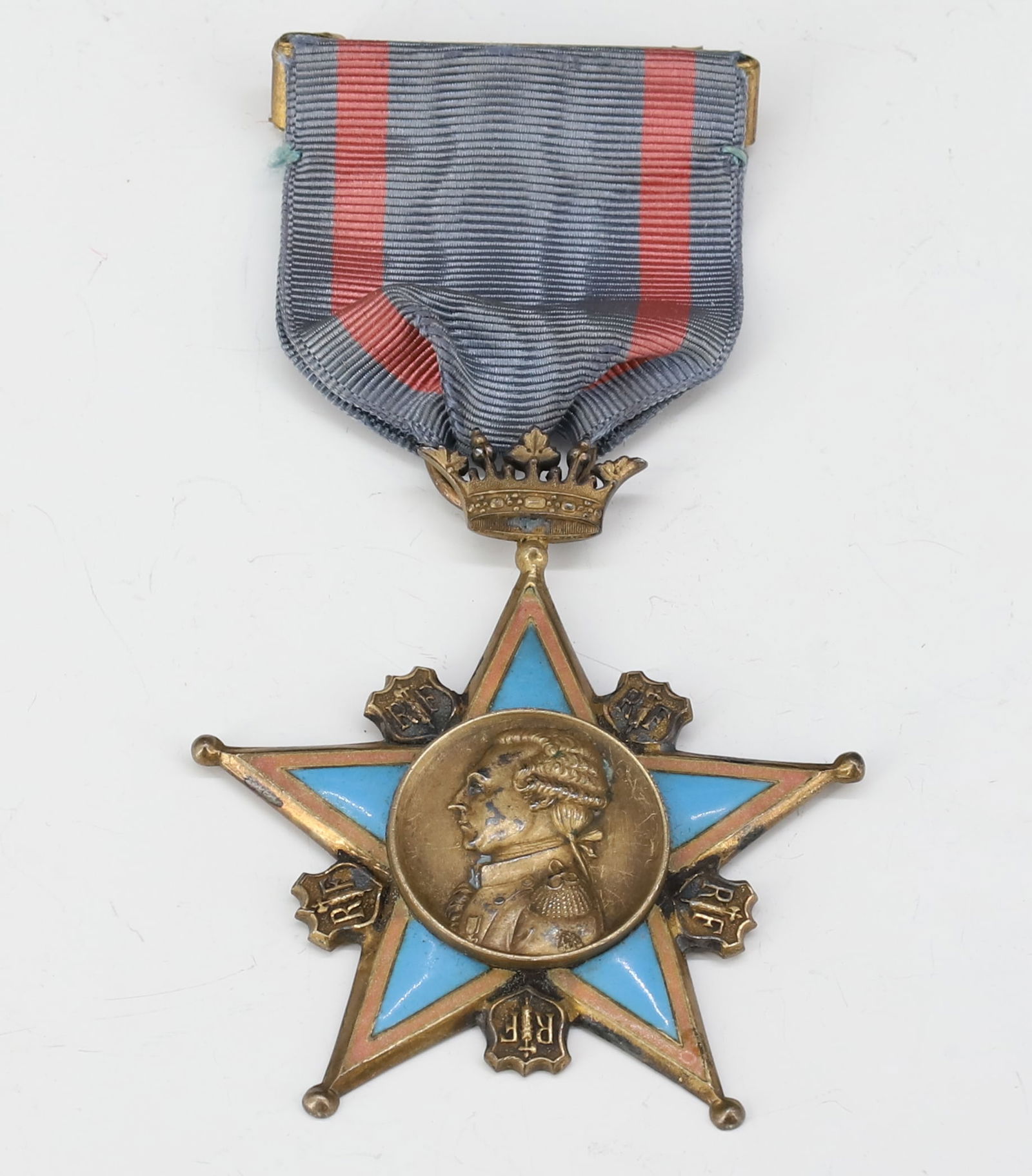 ORDER OF LAFAYETTE: SILVER AND ENAMEL BAILEY BANKS & BIDDLE 3 1/2" PLEASE READ CAREFULLY - SINCE THIS IS A JEWELRY AND COIN SALE PLEASE NOTE. ITEMS MUST BE PAID FOR THROUGH LIVE AUCTIONEERS OR WITH CASH OR CHECK IN