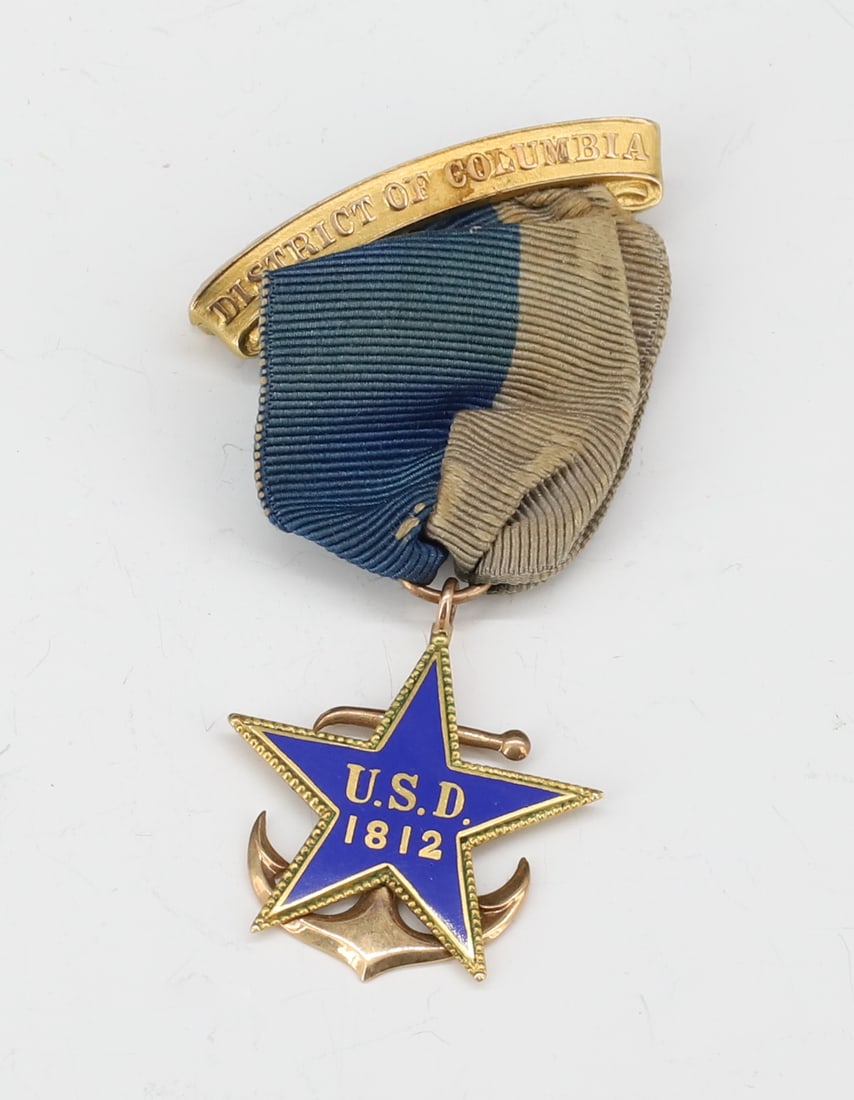 14K ORDER OF DAUGHTERS 1812: 14K AND ENAMEL 2 1/4"L PLEASE READ CAREFULLY - SINCE THIS IS A JEWELRY AND COIN SALE PLEASE NOTE. ITEMS MUST BE PAID FOR THROUGH LIVE AUCTIONEERS OR WITH CASH OR CHECK IN PERSON - Terms for