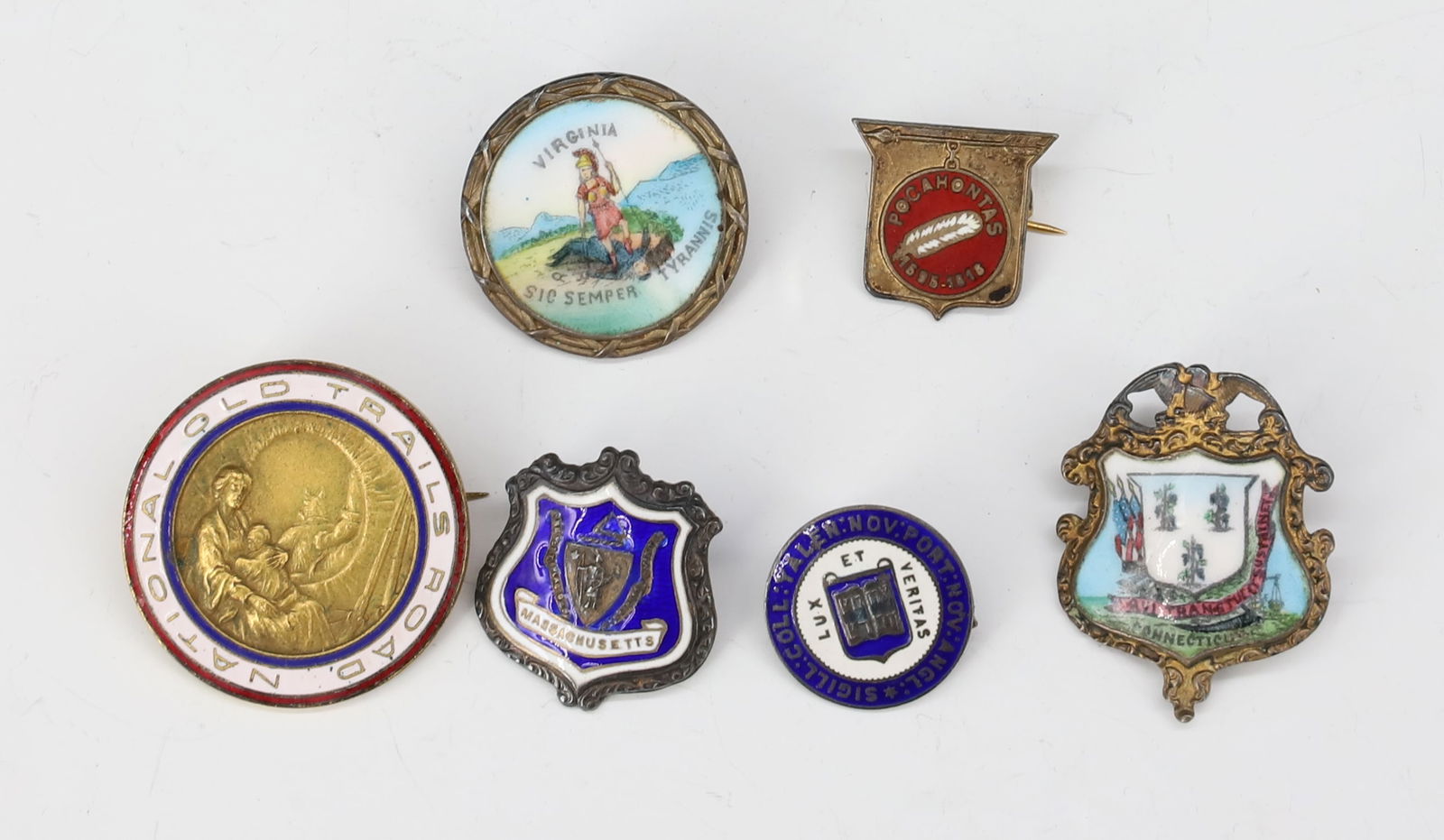 (6) STERLING SILVER/ METAL MEDALS/BADGES (1 of 2)