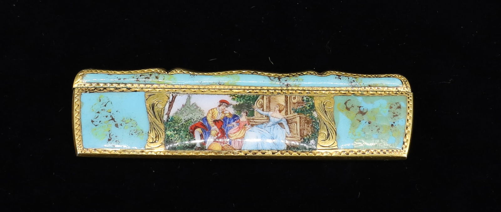 800 SILVER ENAMEL COMB AND COVER (1 of 3)