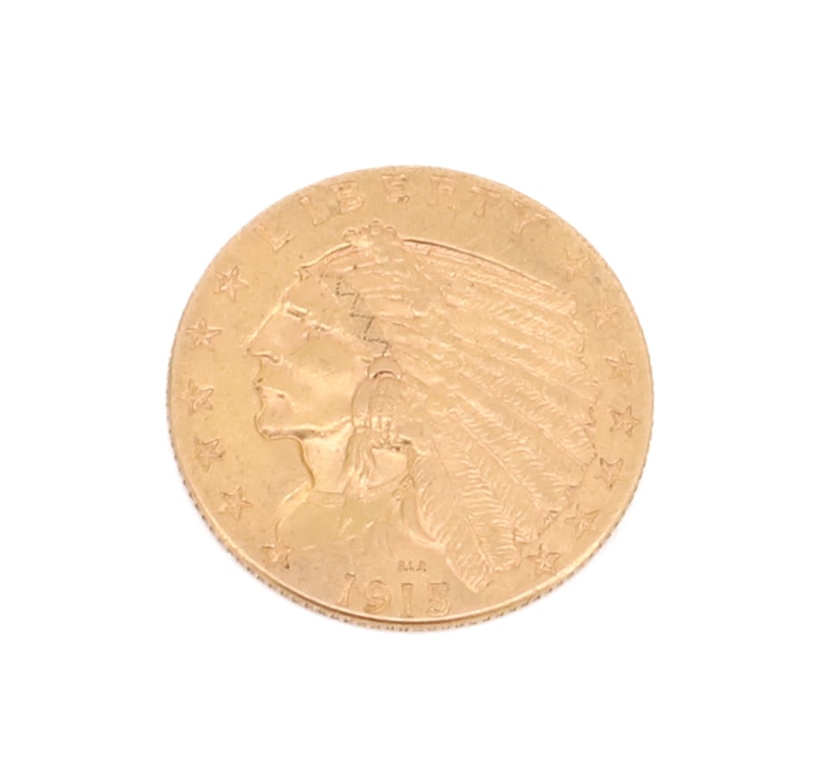 1915 INDIAN HEAD 2 1/2 DOLLAR GOLD COIN (1 of 2)