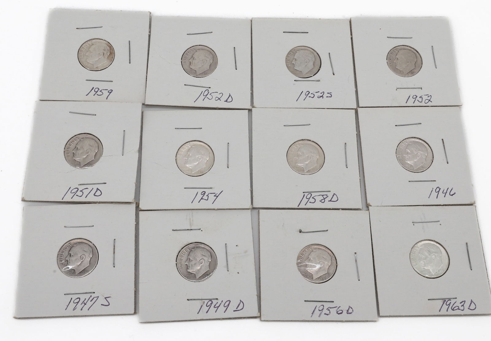 $4.80 FACE VALUE OF SILVER DIMES: VARIOUS DATES - EISENHOWER PLEASE READ CAREFULLY - SINCE THIS IS A JEWELRY AND COIN SALE PLEASE NOTE. ITEMS MUST BE PAID FOR THROUGH LIVE AUCTIONEERS OR WITH CASH OR CHECK IN PERSON - Terms for