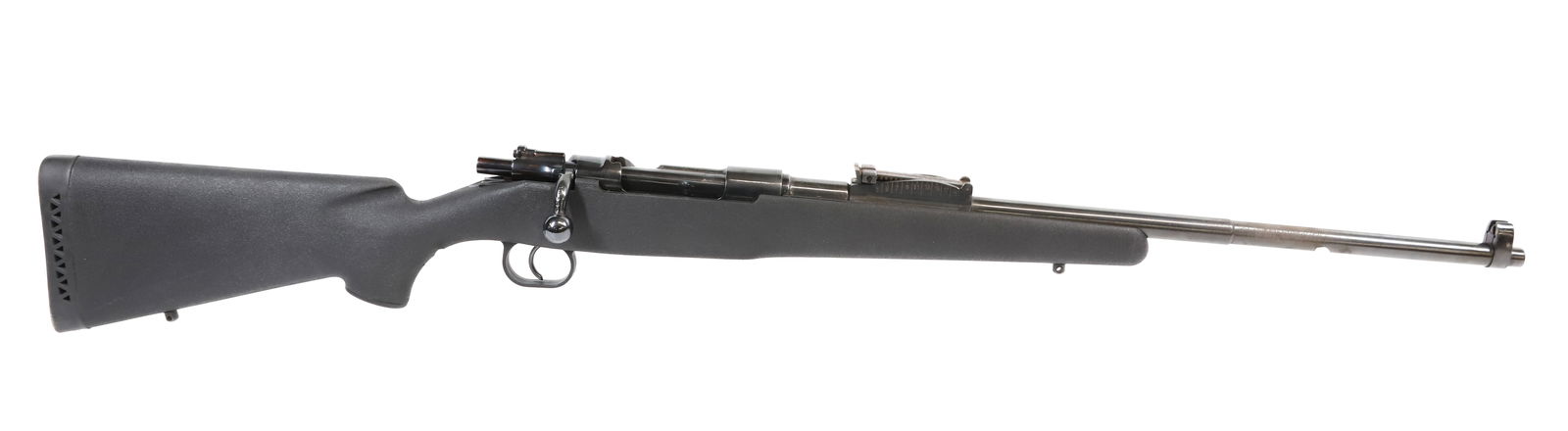 MAUSER BOLT ACTION SPORTERIZED RIFLE: 30 CAL, SERIAL# V4335 - UNMARKED THIS GUN REQUIRES REGISTRATION OR AN FFL TRANSFER TO PURCHASE PLEASE READ CAREFULLY BEFORE BIDDING. ALL PAYMENTS MUST BE MADE BEFORE ITEMS CAN BE SHIPPED. BUYERS