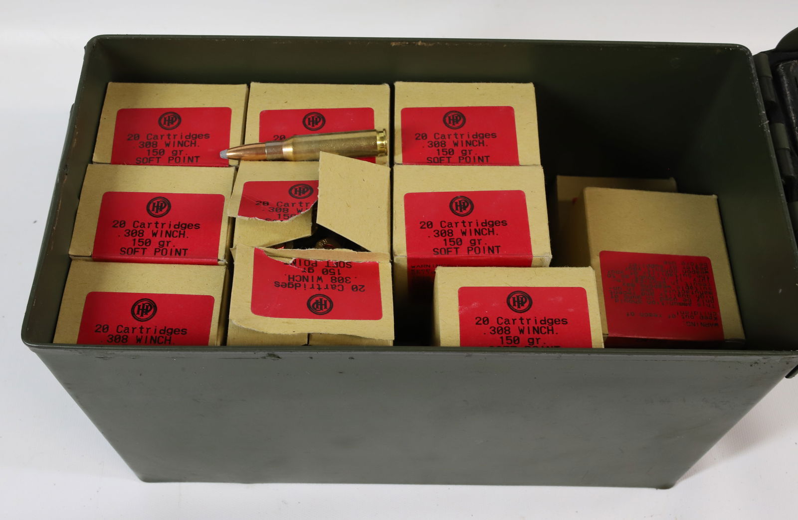 LOT OF 308 WINCHESTER AMMO: AUSTRIAN 150 GR. JACKETED SOFT POINT - 450 PLUS ROUNDS, NEW OLD STOCK PLEASE READ CAREFULLY BEFORE BIDDING. ALL PAYMENTS MUST BE MADE BEFORE ITEMS CAN BE SHIPPED. BUYERS CAN PAY VIA LIVE AUCTIONEERS P