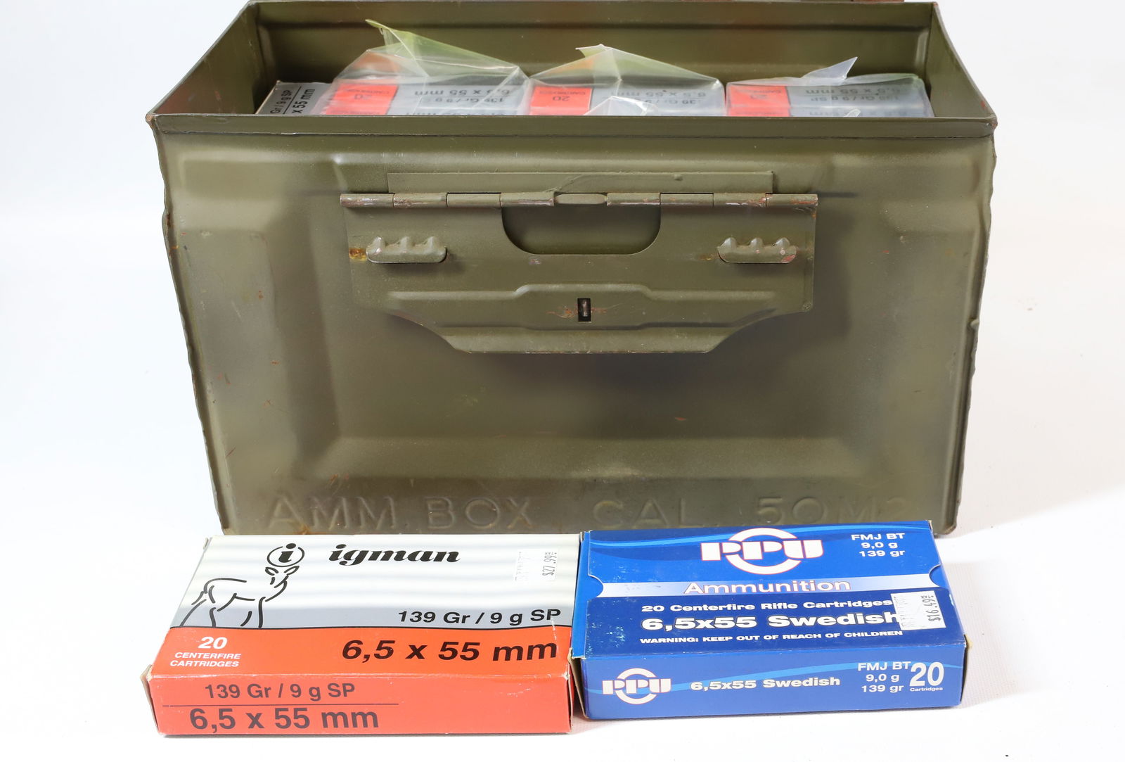 6.5 X 55MM AMMO: SWEDISH MAUSER, 320 PLUS ROUNDS PLEASE READ CAREFULLY BEFORE BIDDING. ALL PAYMENTS MUST BE MADE BEFORE ITEMS CAN BE SHIPPED. BUYERS CAN PAY VIA LIVE AUCTIONEERS PAYMENT CENTER IF HAVING ITEMS