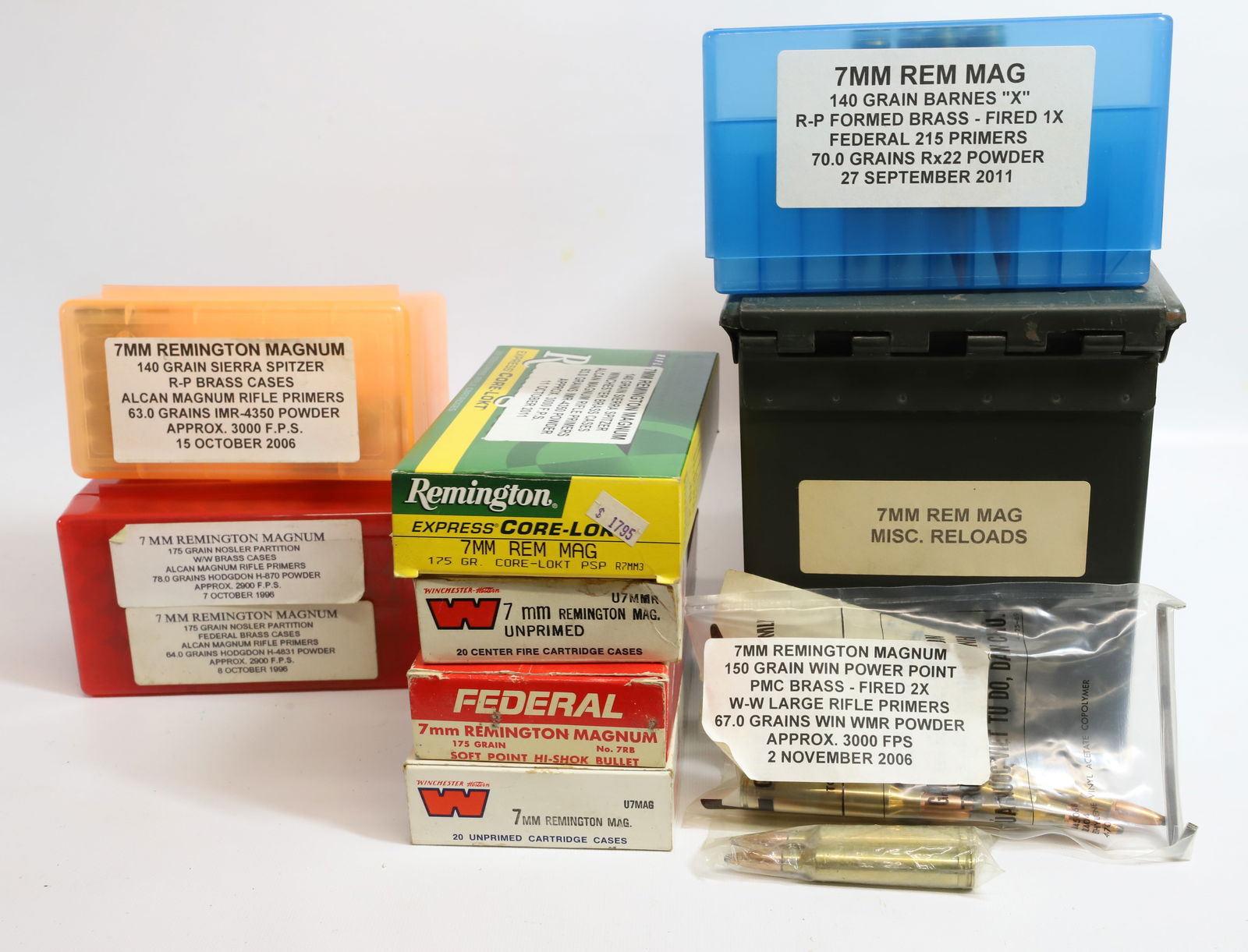 7MM REMINGTON MAGNUM AMMO LOT: 100 PLUS ROUNDS APPROX PLEASE READ CAREFULLY BEFORE BIDDING. ALL PAYMENTS MUST BE MADE BEFORE ITEMS CAN BE SHIPPED. BUYERS CAN PAY VIA LIVE AUCTIONEERS PAYMENT CENTER IF HAVING ITEMS SHIPPED OR WITH C