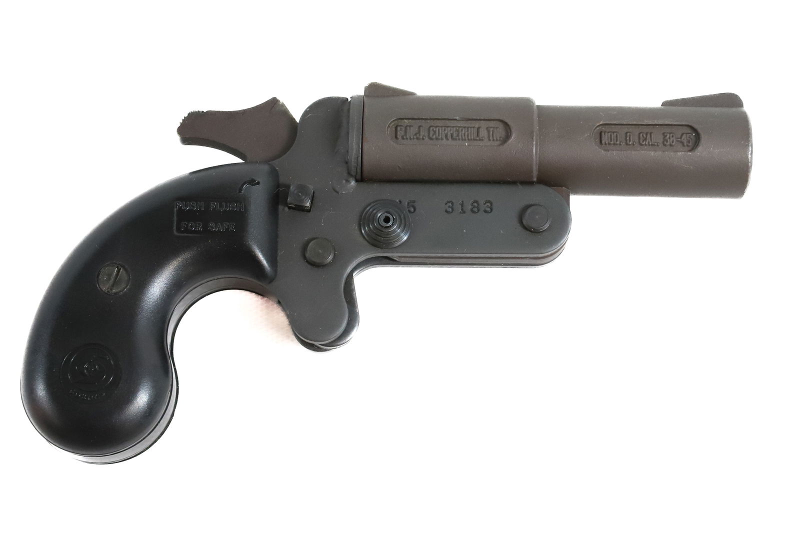 F.M.J. MODEL D SINGLE SHOT PISTOL: 38-45 CAL, SERIAL# 3183, 3" BARREL - THIS GUN REQUIRES REGISTRATION OR AN FFL TRANSFER TO PURCHASE