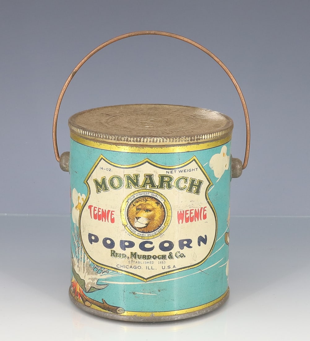 TIN LITHO "MONARCH POPCORN" TIN (1 of 6)