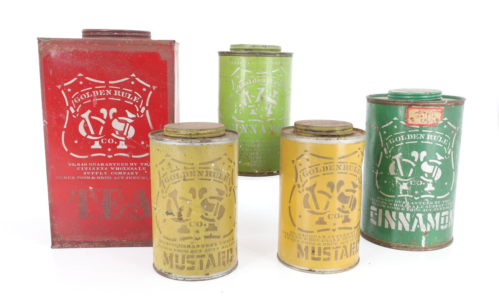 (5) "GOLDEN RULE SPICE / TEA TINS (1 of 5)