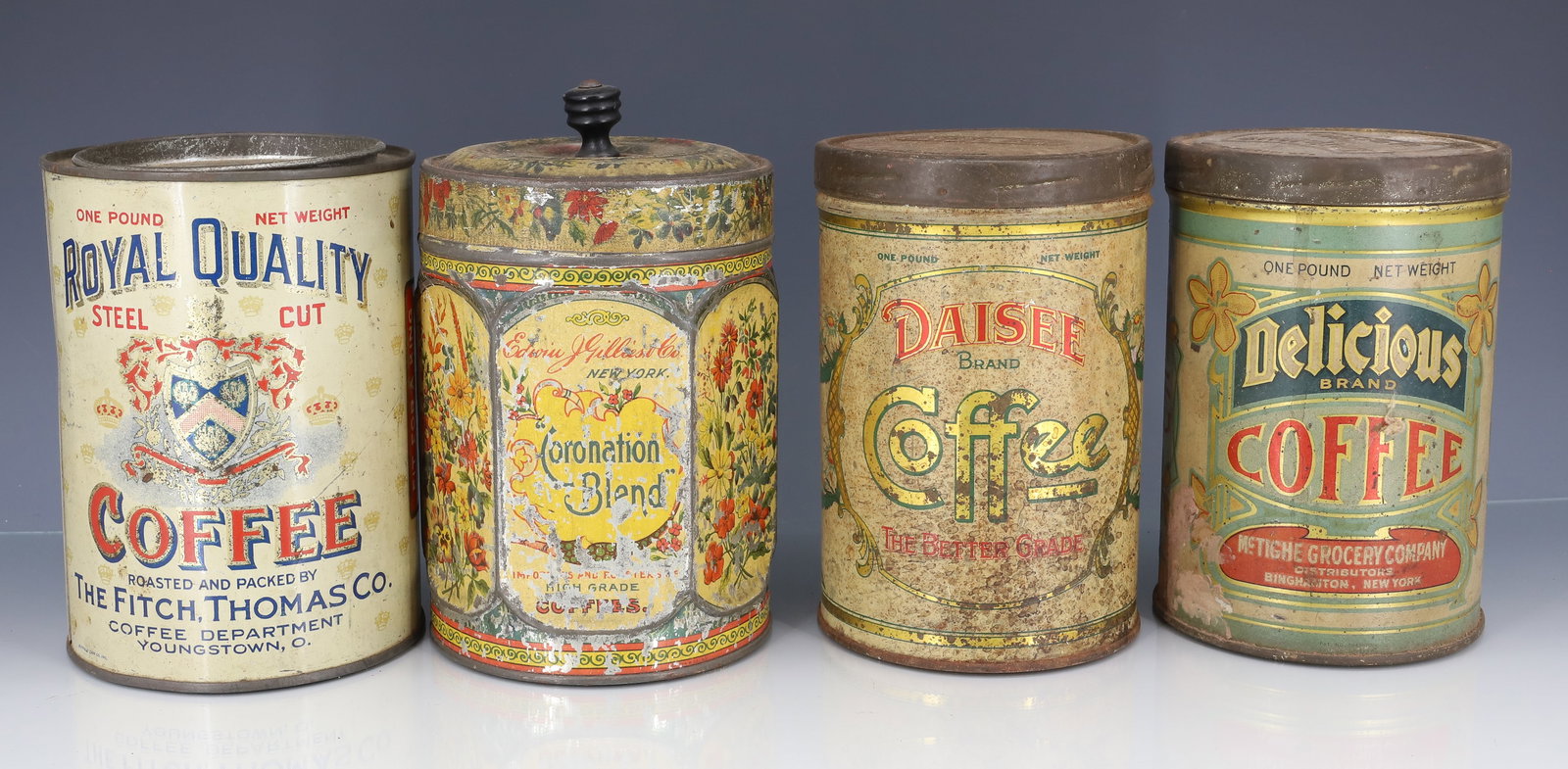 (4) TIN LITHO COFFEE TINS (1 of 6)