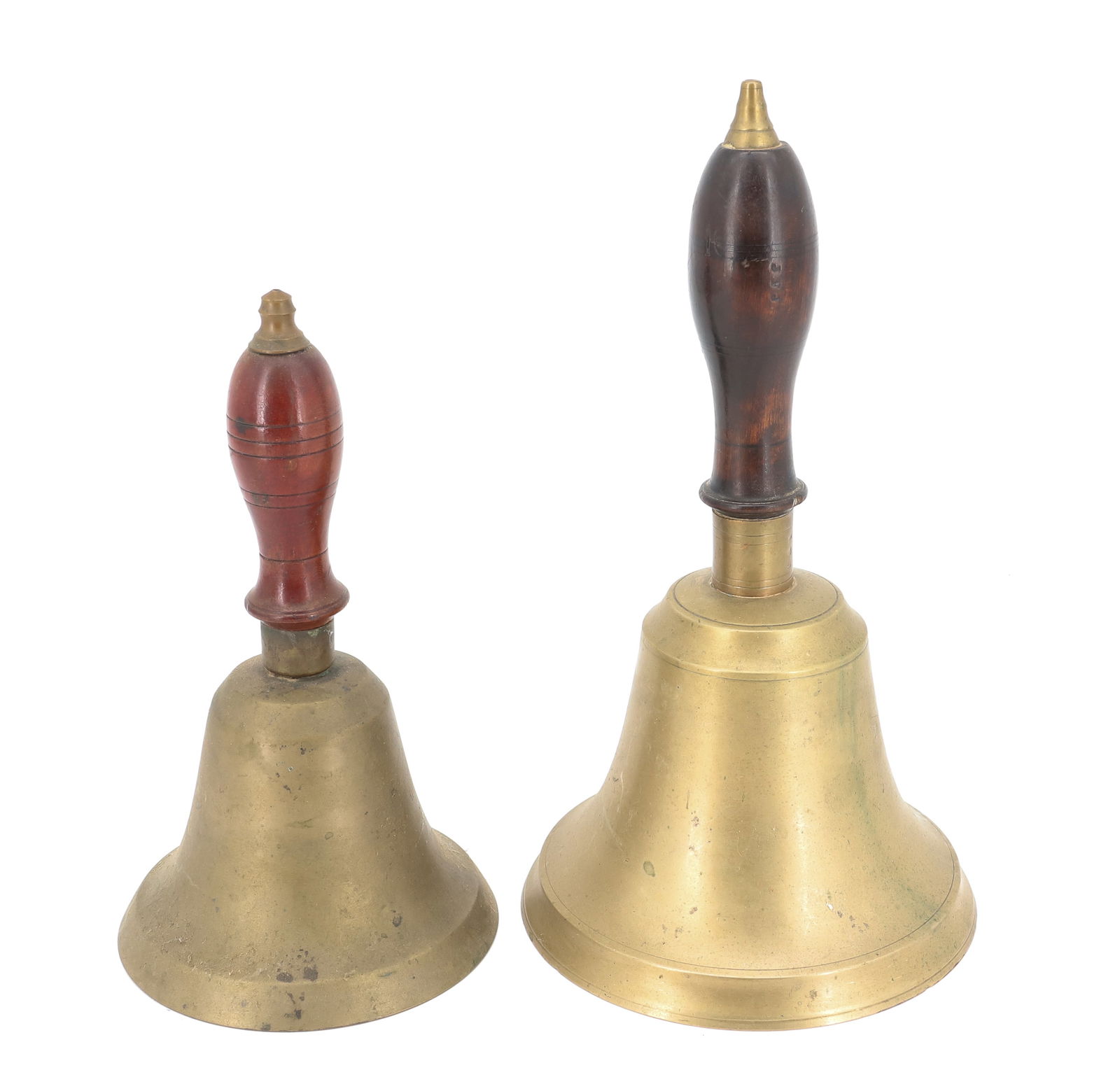 (2) BRASS SCHOOL BELLS - 2