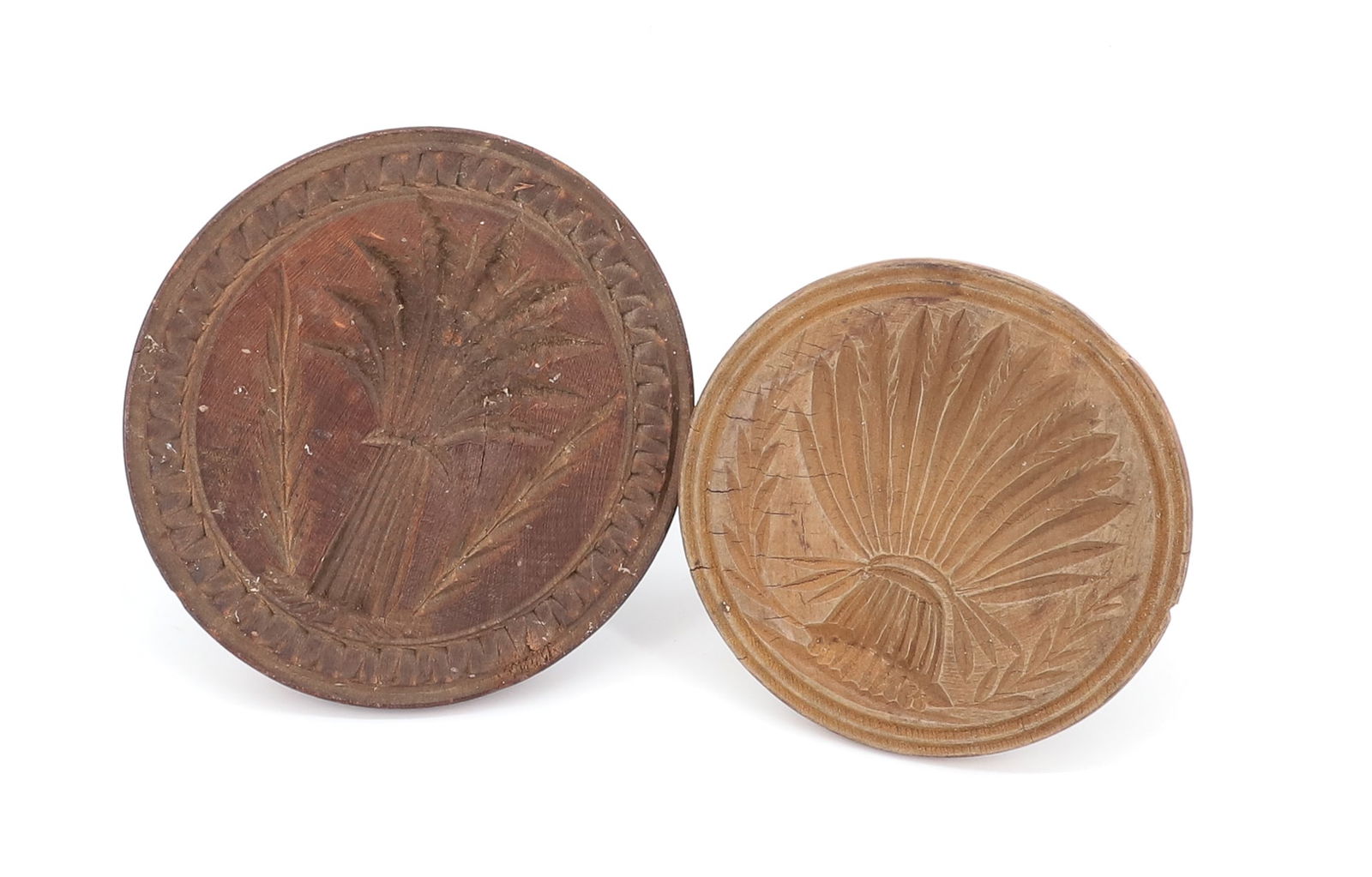 (2) CARVED WOODEN BUTTER STAMPS (1 of 2)