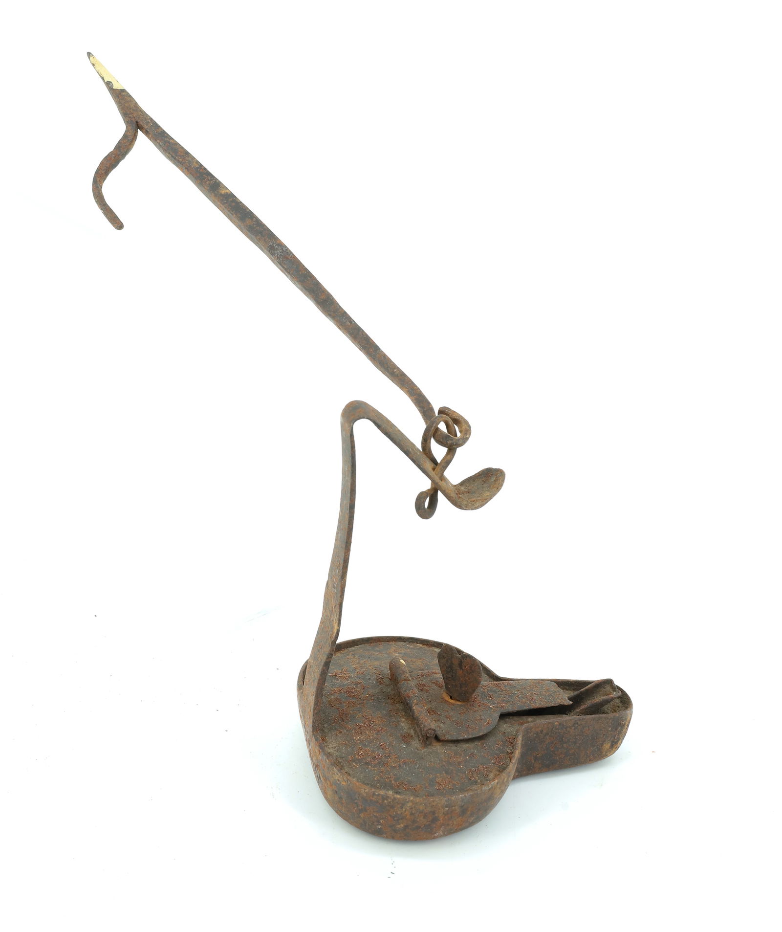 WROUGHT IRON BETTY LAMP, HEART MOTIF (1 of 3)