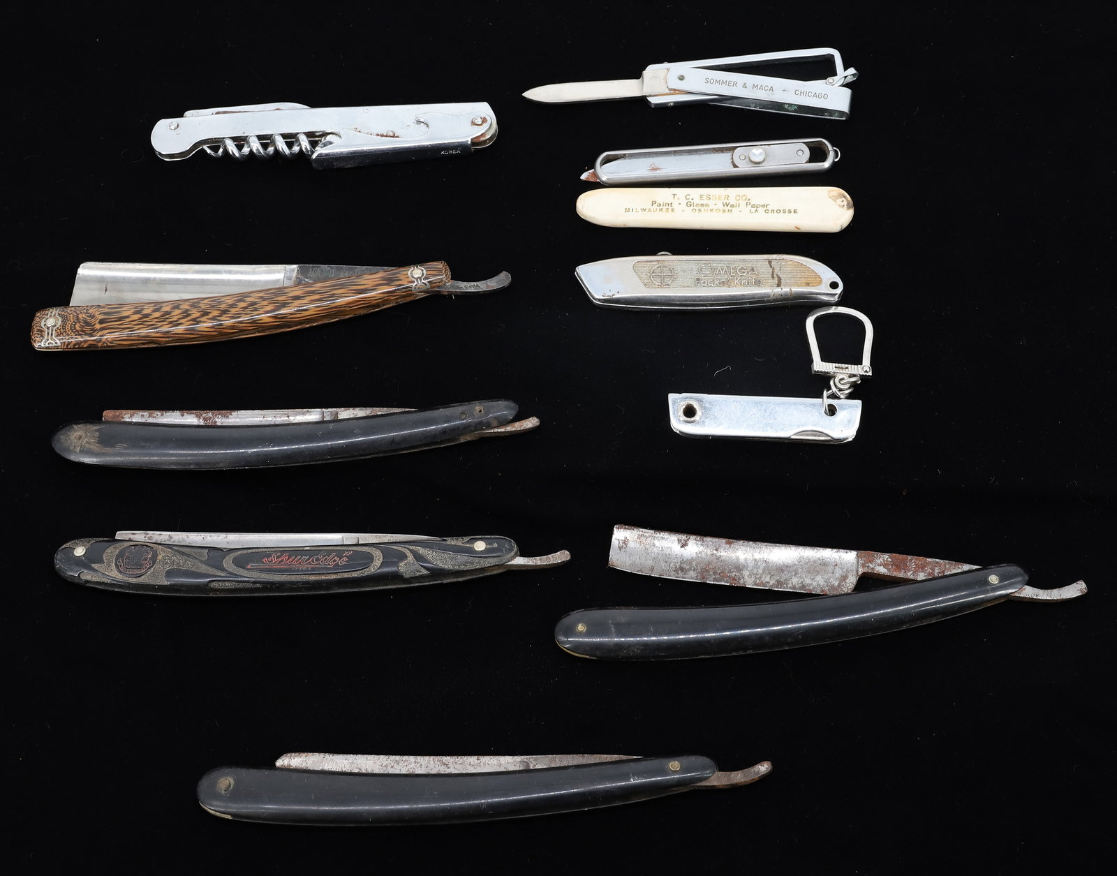 LOT OF ANTIQUE STRAIGHT RAZORS / KNIVES (1 of 6)