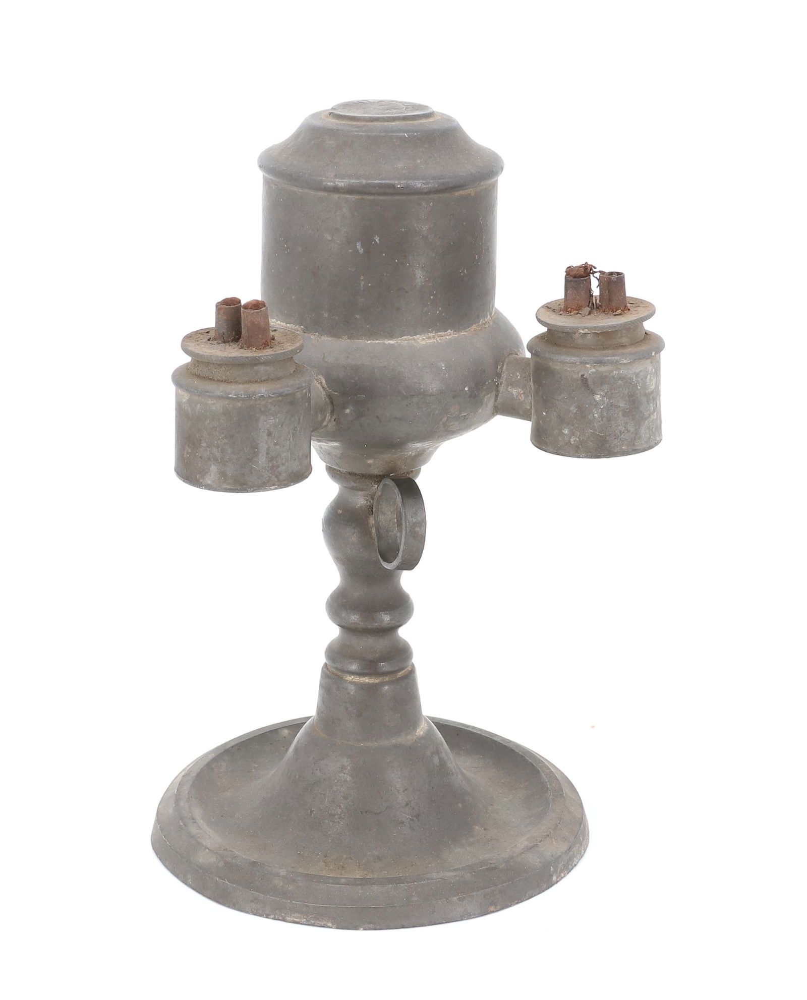 YALE & CURTIS PEWTER OIL LAMP (1 of 5)