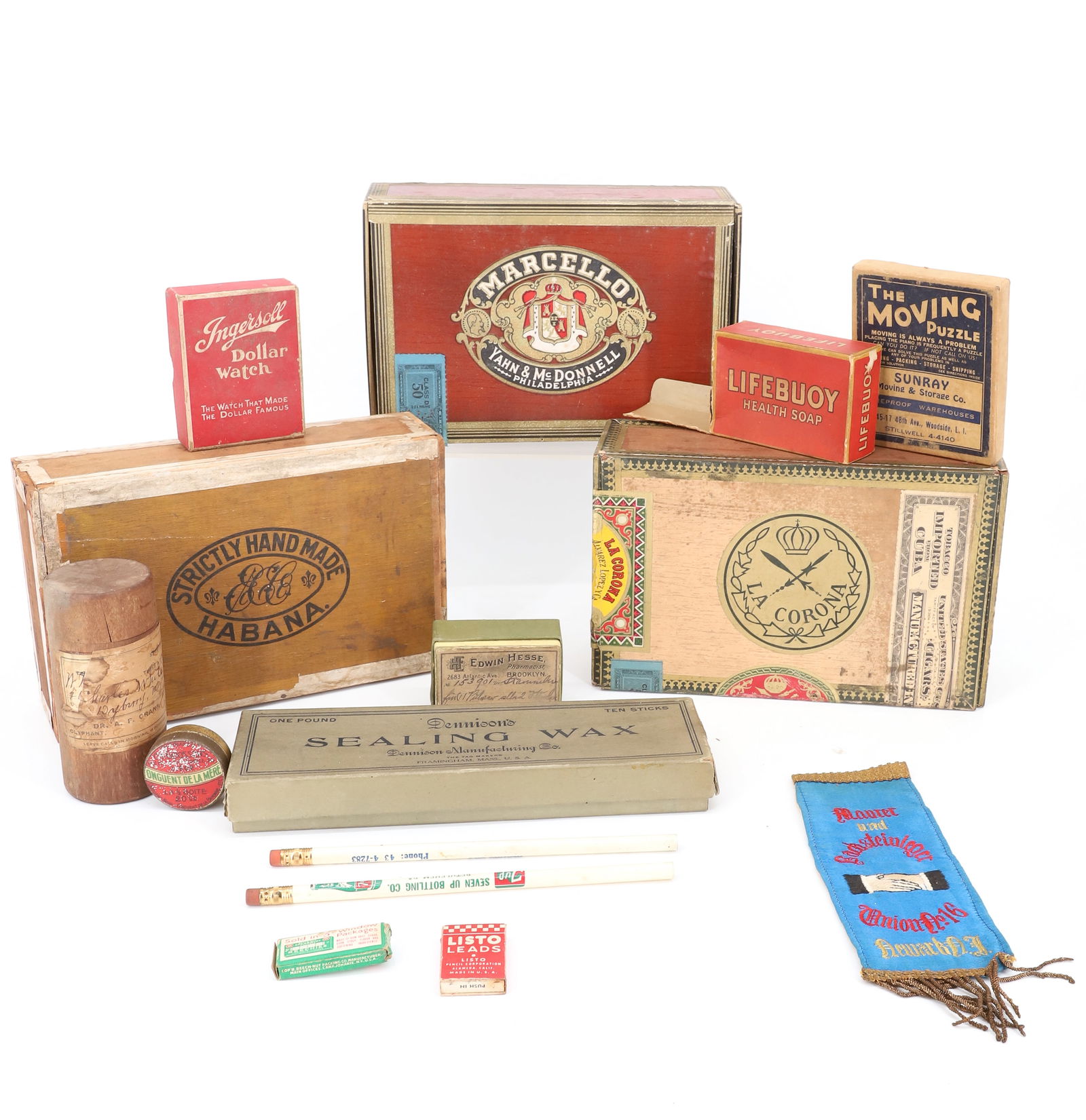 LOT OF ADVERTISING BOXES, PENCILS AND MORE (1 of 5)