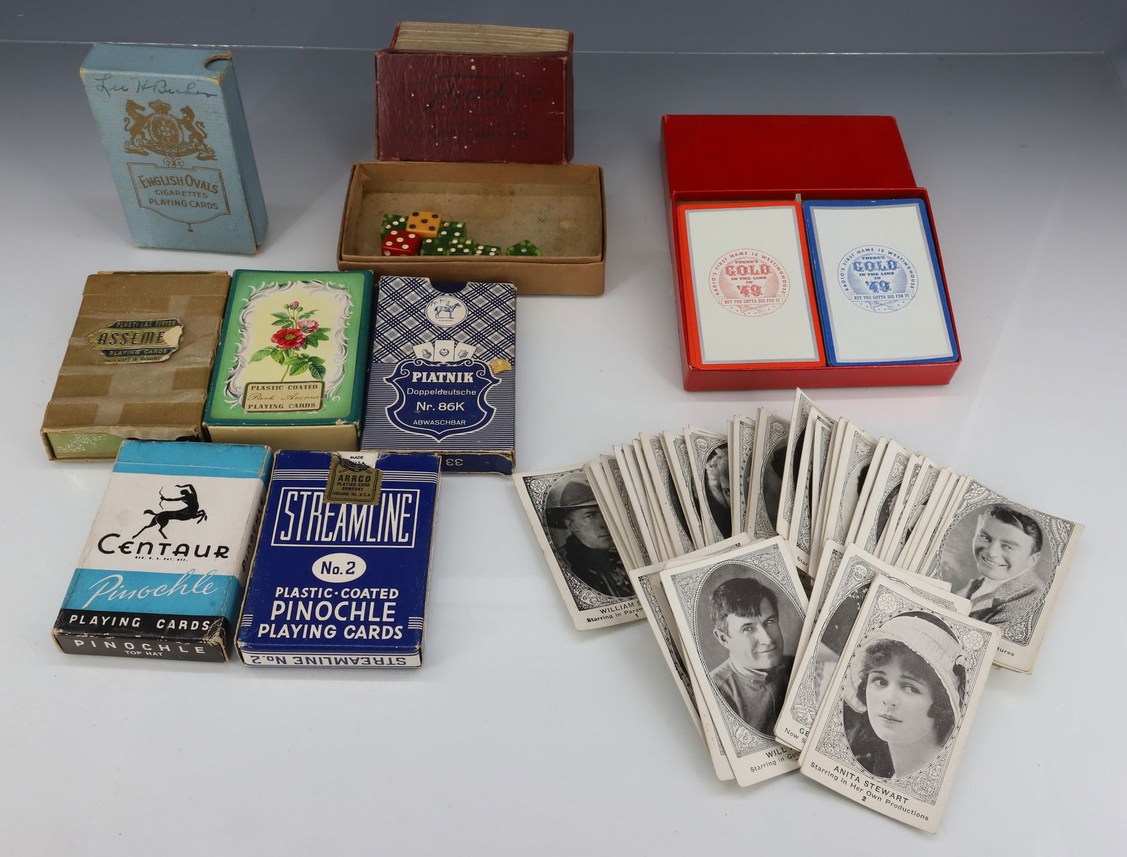 LOT OF VINTAGE PLAYING CARDS, MOVIE STAR CARDS, DICE (1 of 6)