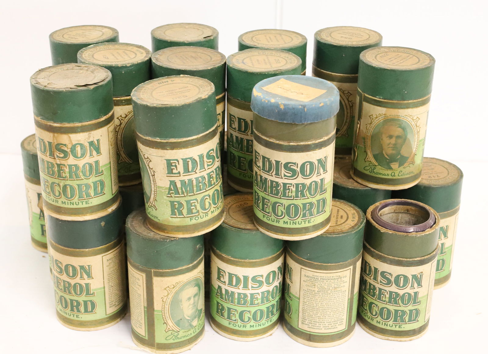 (28) EDISON PHONOGRAPH CYLINDERS: EDISON AMBEROL RECORD PLEASE READ CAREFULLY - TEMS MUST BE PAID FOR THROUGH LIVE AUCTIONEERS OR WITH CASH OR CHECK IN PERSON - Terms for Purchasing and Shipping of Auction Items. Please read