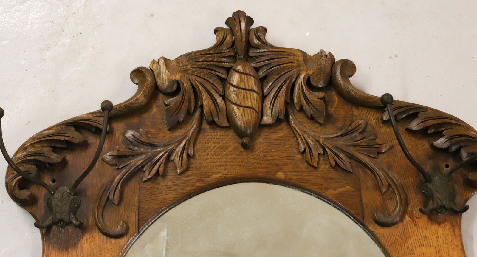 OAK MIRROR HAT RACK - 2