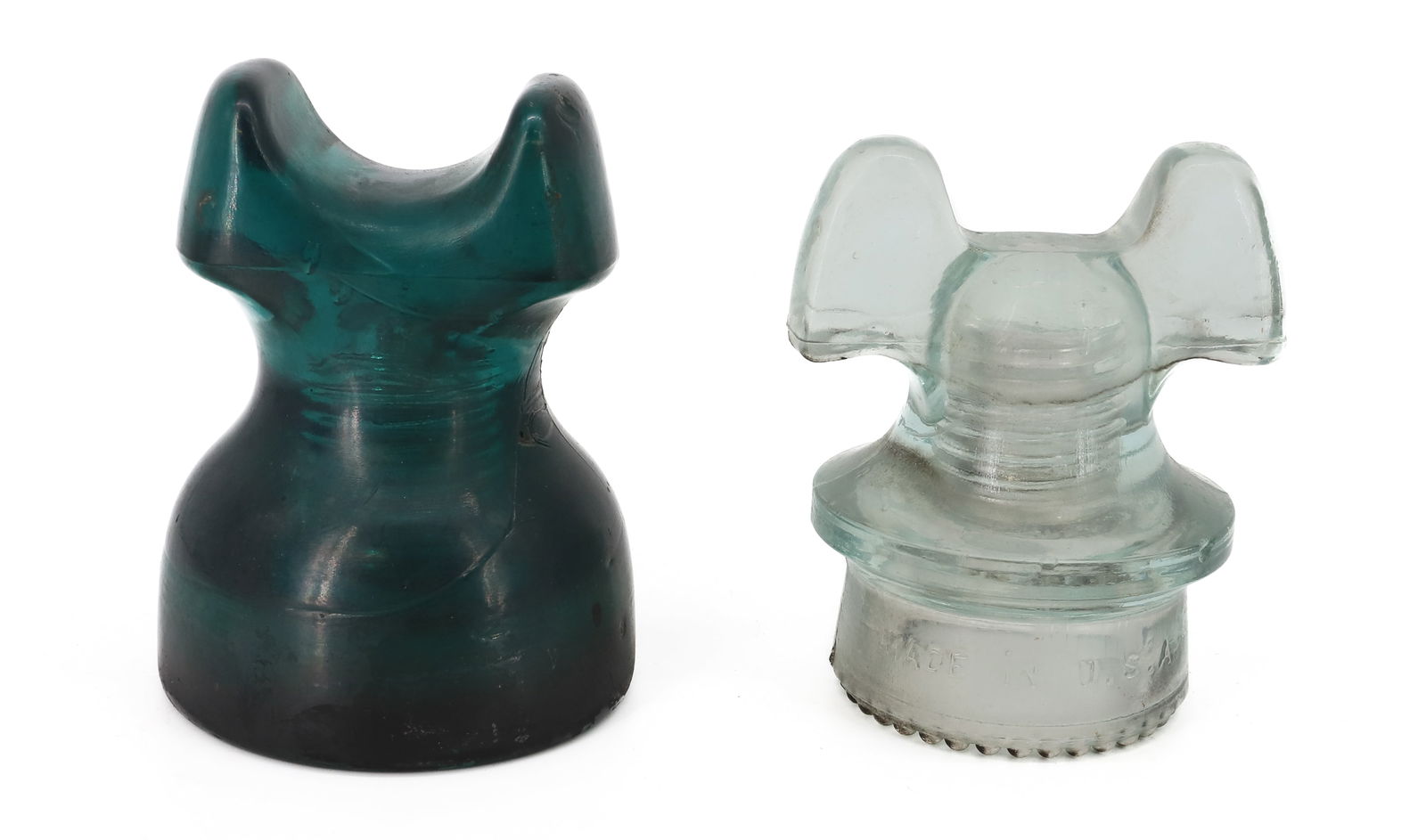 (2) GLASS CABLE INSULATORS - 2