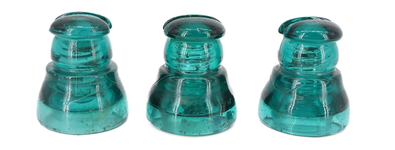 (3) GLASS "POSTAL" INSULATORS (1 of 6)