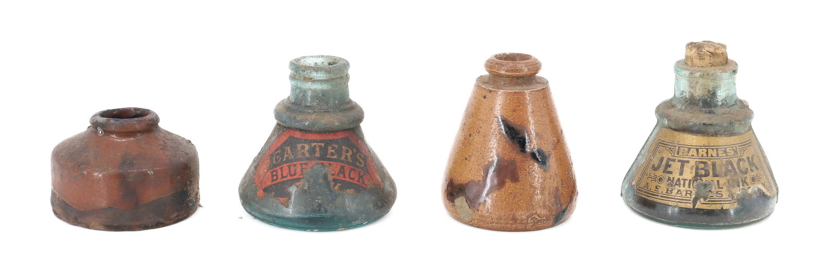 LOT OF GLASS / POTTERY INKWELLS (1 of 6)