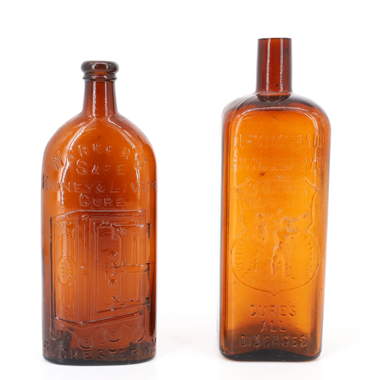 LOT OF (2) AMBER BOTTLES, WARNER'S SAFE (1 of 4)