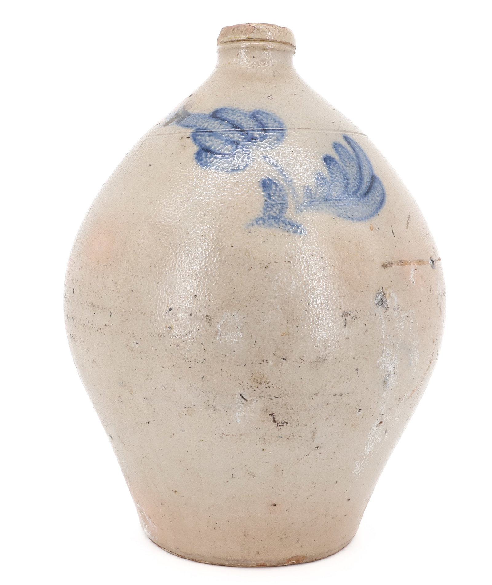 OVOID STONEWARE JUG, BLUE DECORATION (1 of 6)