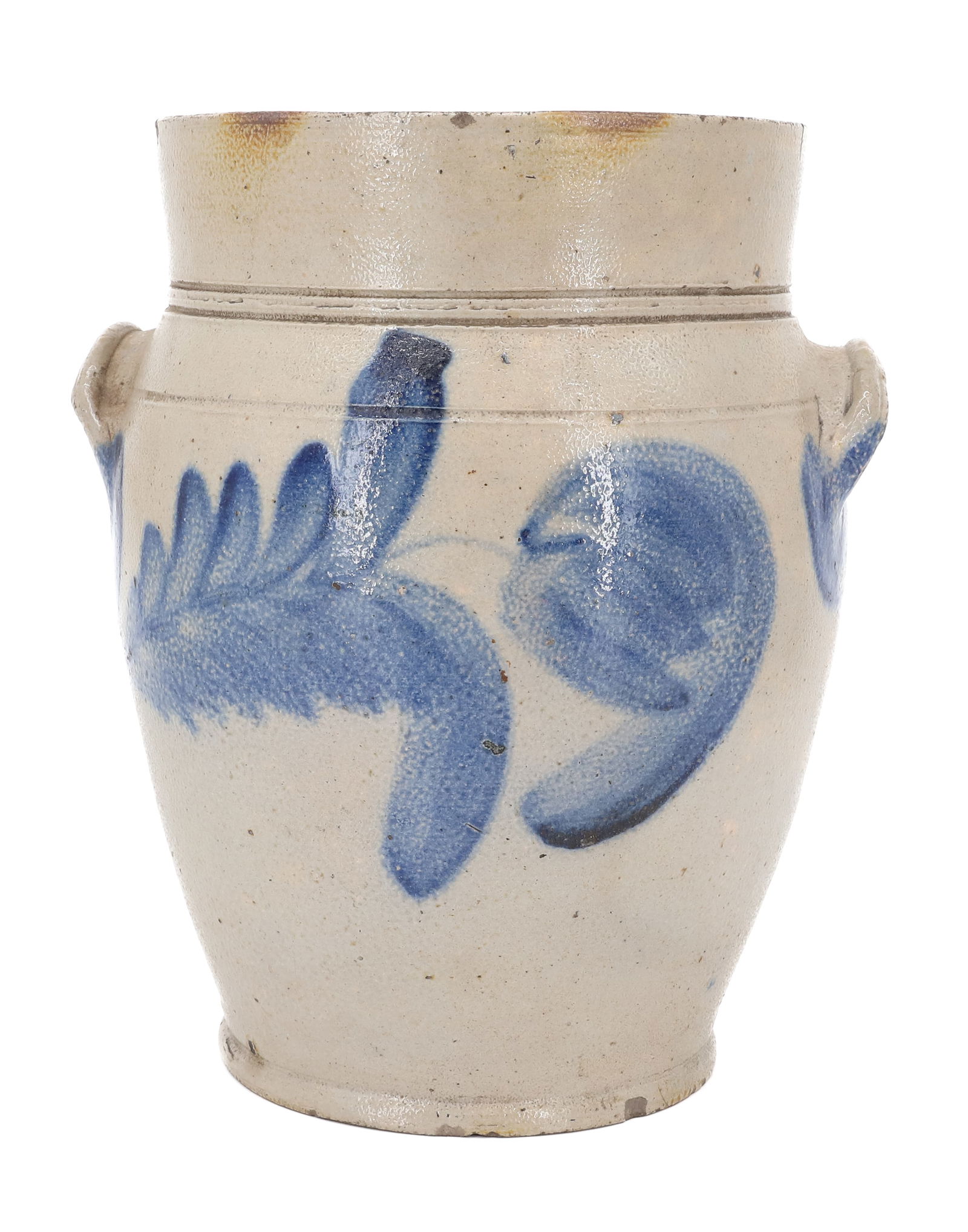 BLUE DECORATED OVOID CROCK (1 of 6)