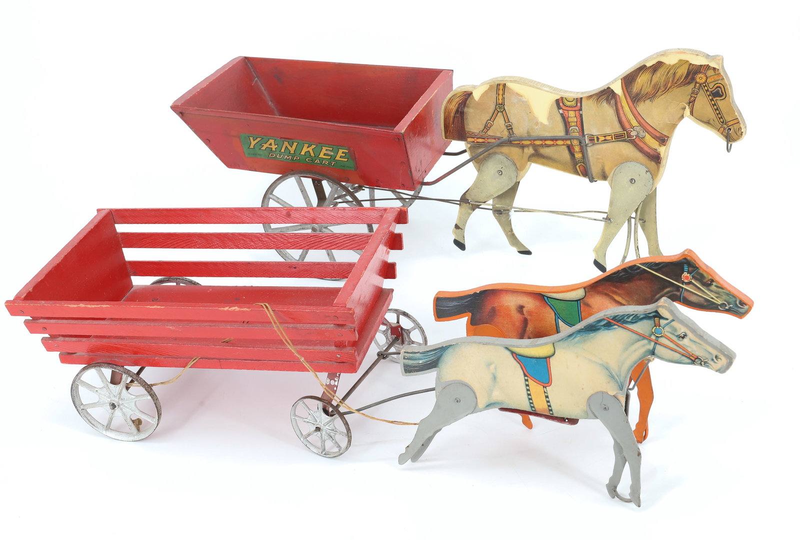 (2) ANTIQUE WOODEN HORSE PULL-TOYS (1 of 6)