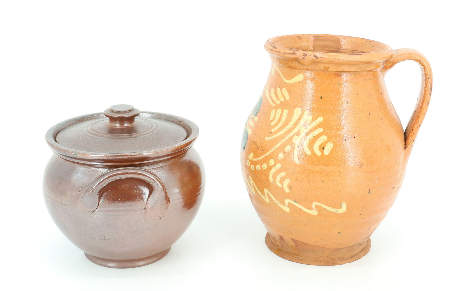 POTTERY PITCHER AND COVERED BOWL - 4