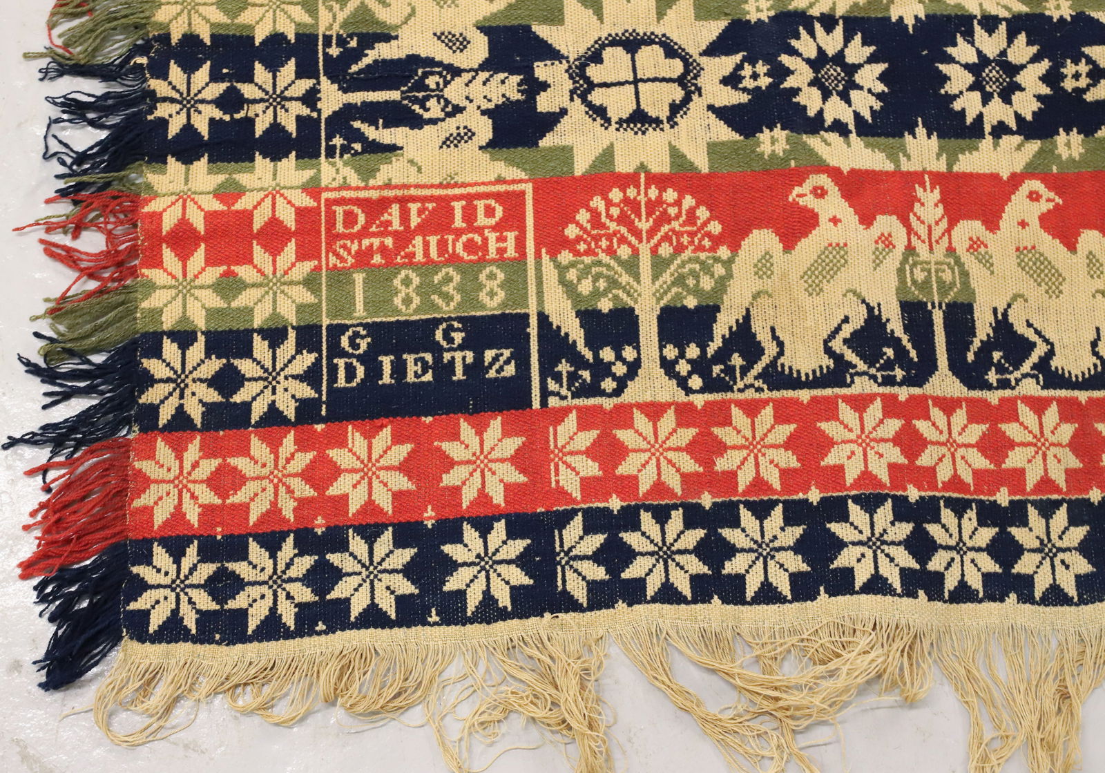 19TH C. MULTI-COLOR EAGLE COVERLET - 2