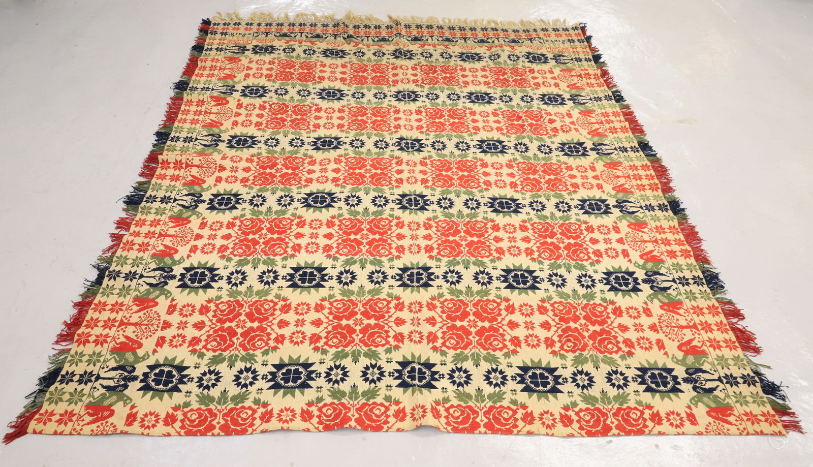 19TH C. MULTI-COLOR EAGLE COVERLET - 3