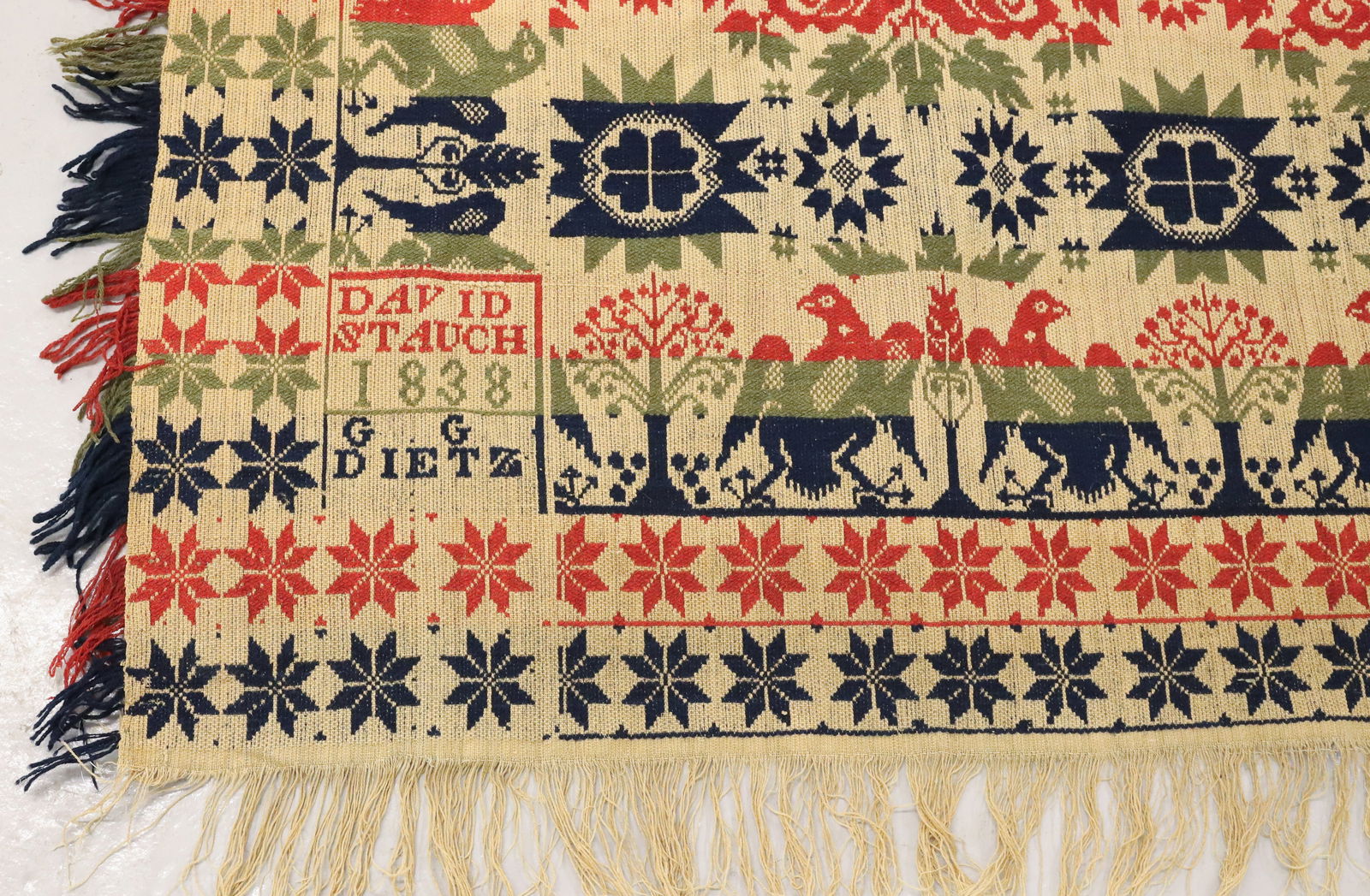 19TH C. MULTI-COLOR EAGLE COVERLET - 4