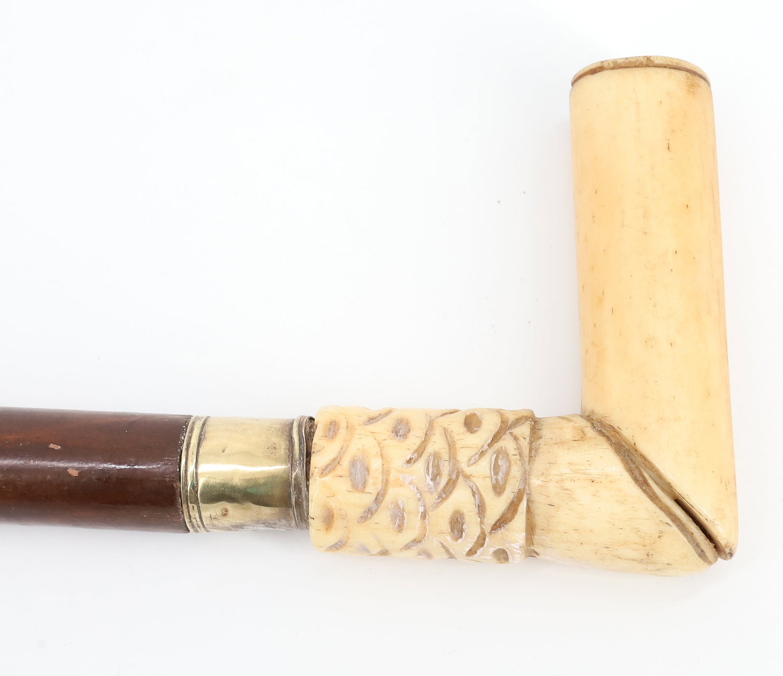 ANTIQUE CARVED BONE CANE - 2