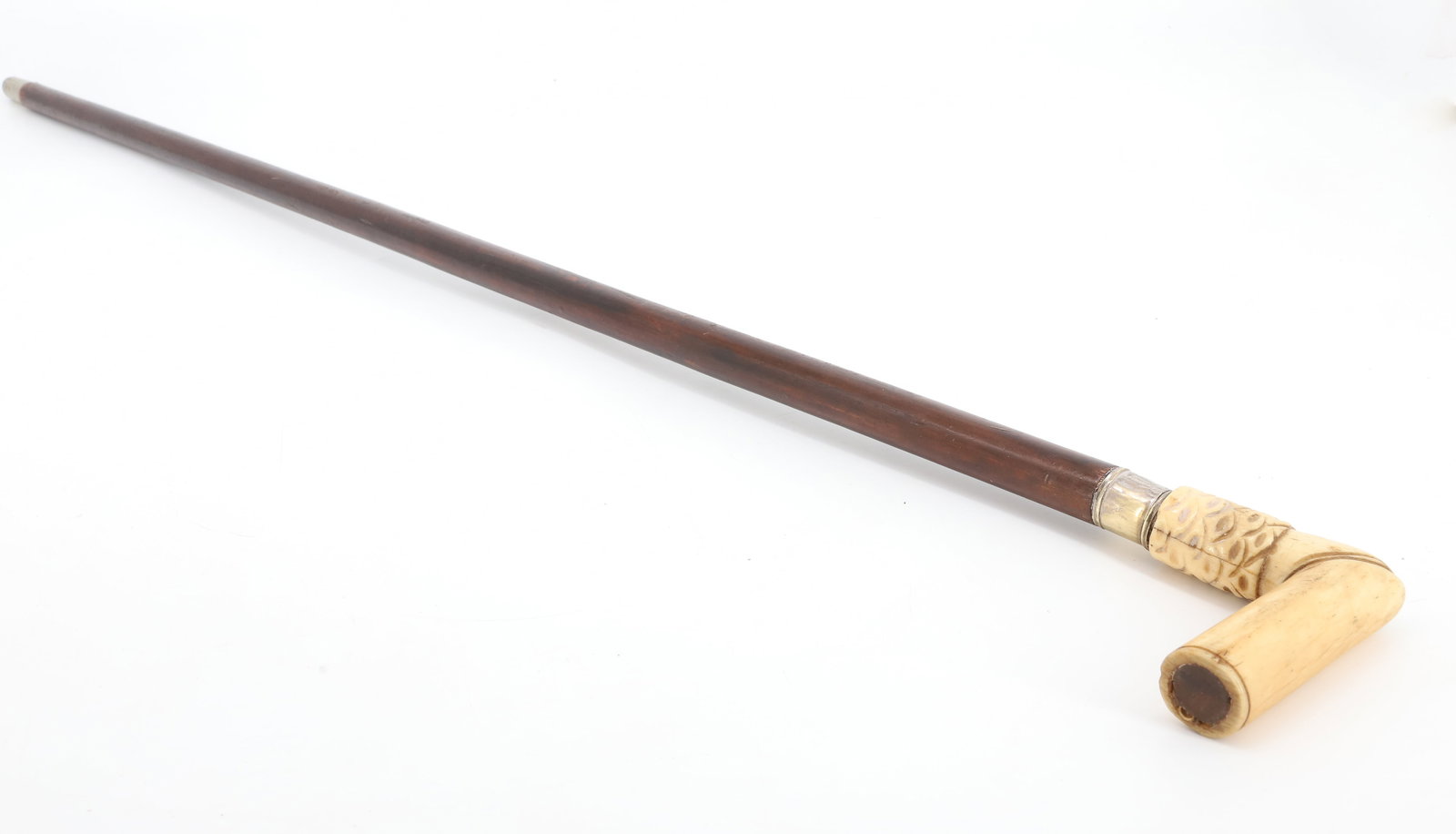 ANTIQUE CARVED BONE CANE - 4