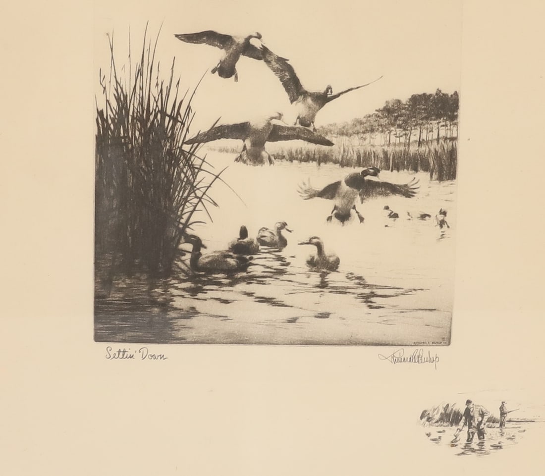 RICHARD E. BISHOP ETCHING, "SETTING' DOWN" - 3