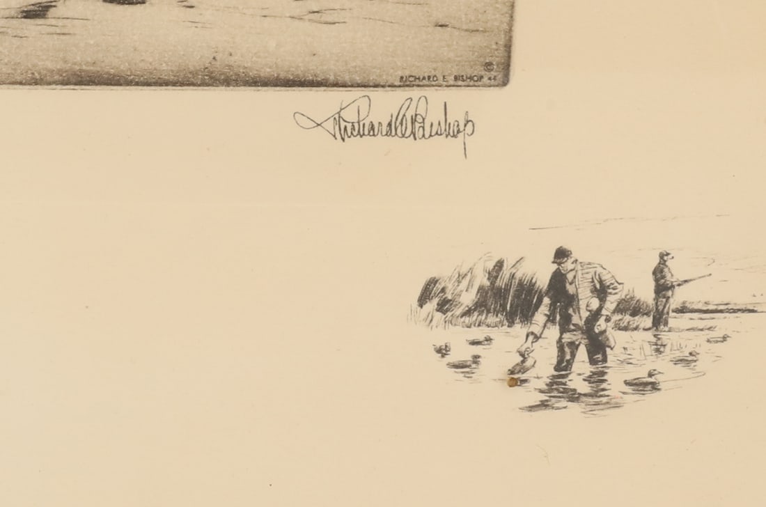 RICHARD E. BISHOP ETCHING, "SETTING' DOWN" - 4