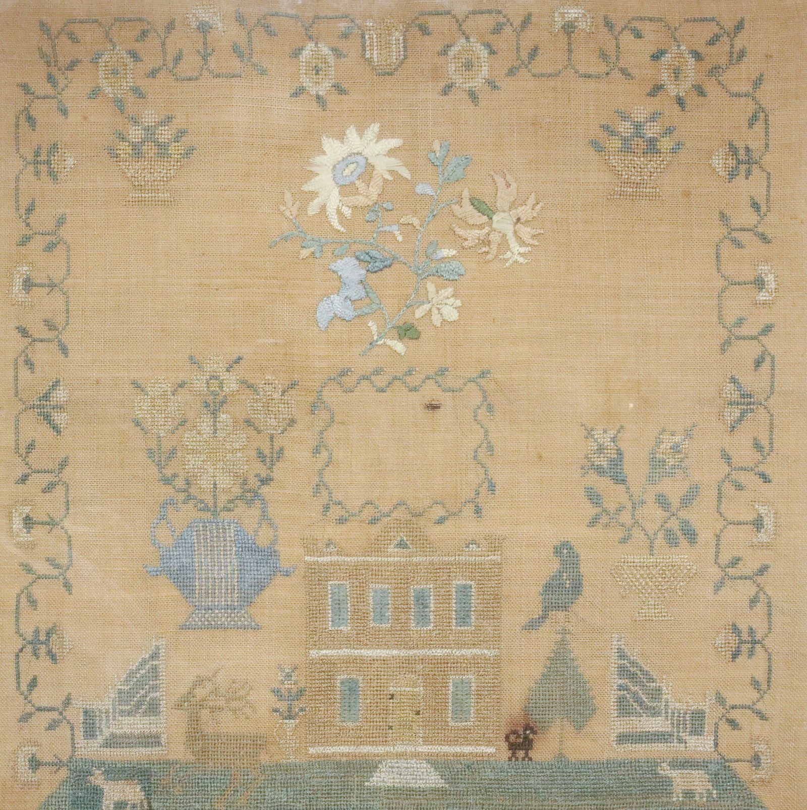 19TH C. FRAMED NEEDLEWORK SAMPLER - 2