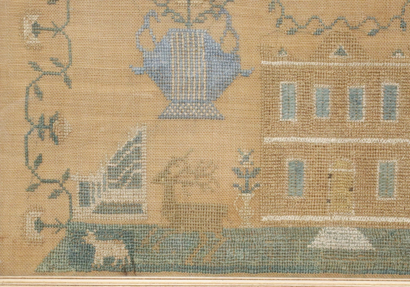 19TH C. FRAMED NEEDLEWORK SAMPLER - 4