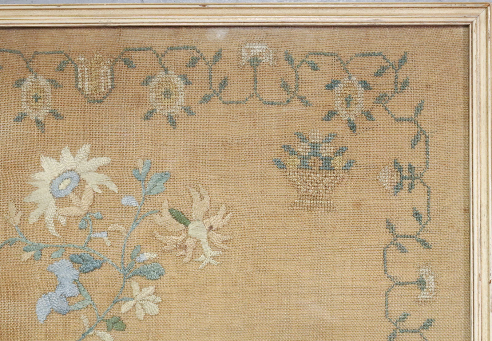 19TH C. FRAMED NEEDLEWORK SAMPLER - 6
