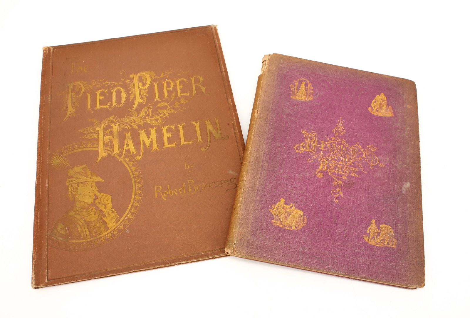 BEAUTY AND THE BEAST AND "THE PIED PIPER OF HAMELIN": BEAUTY AND THE BEAST (1866) WITH ORIGINAL ILLUSTRATIONS BY H.L. STEPHENS. PUBLISHED BY HURD AND HOUGHTON. WITH, "THE PIED PIPER OF HAMELIN" BY ROBERT BROWNING. ILLUSTRATED BY ARTHUR C. PAYNE &