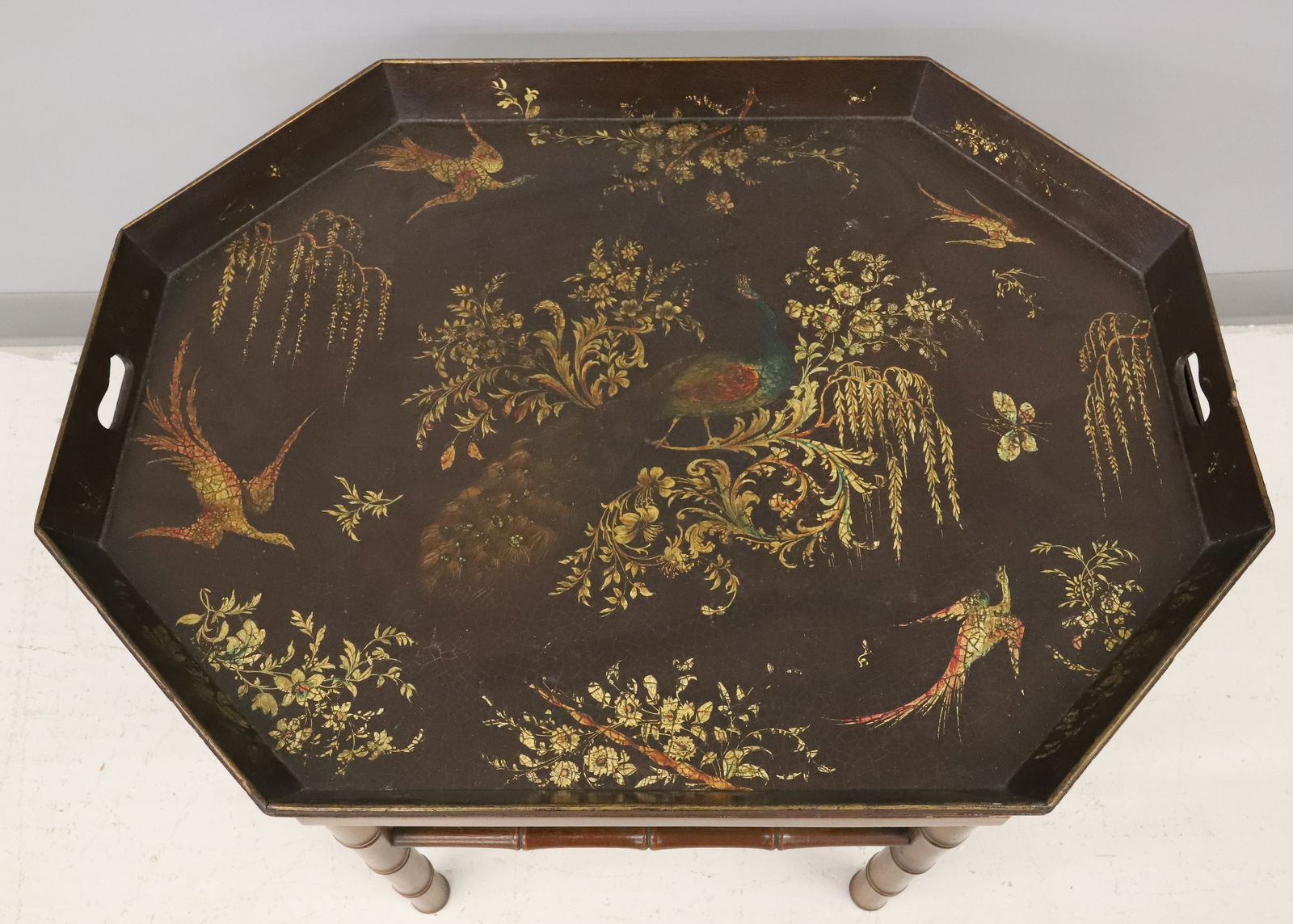 DECORATED OCTAGONAL TRAY TABLE - 2