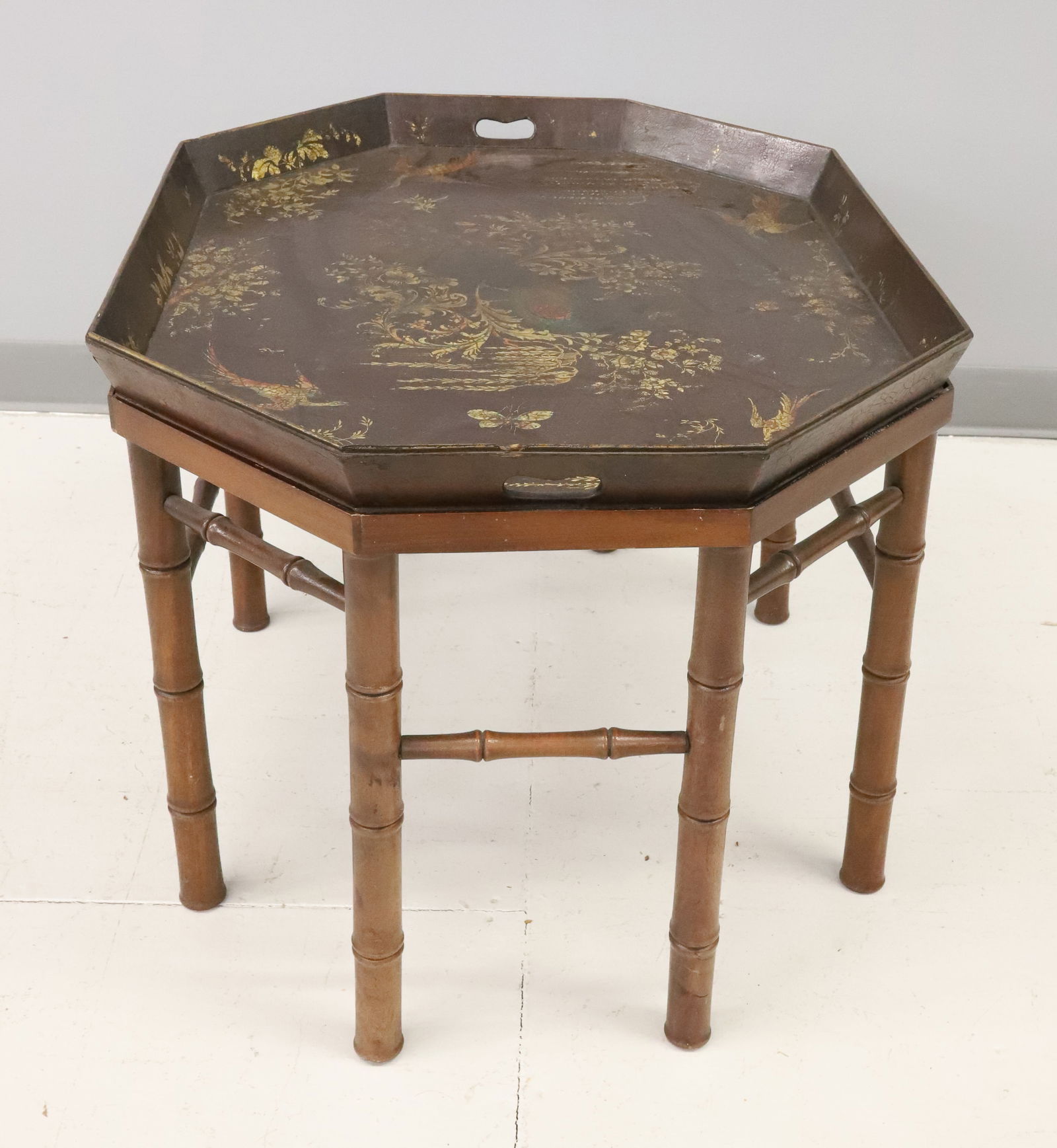 DECORATED OCTAGONAL TRAY TABLE - 3