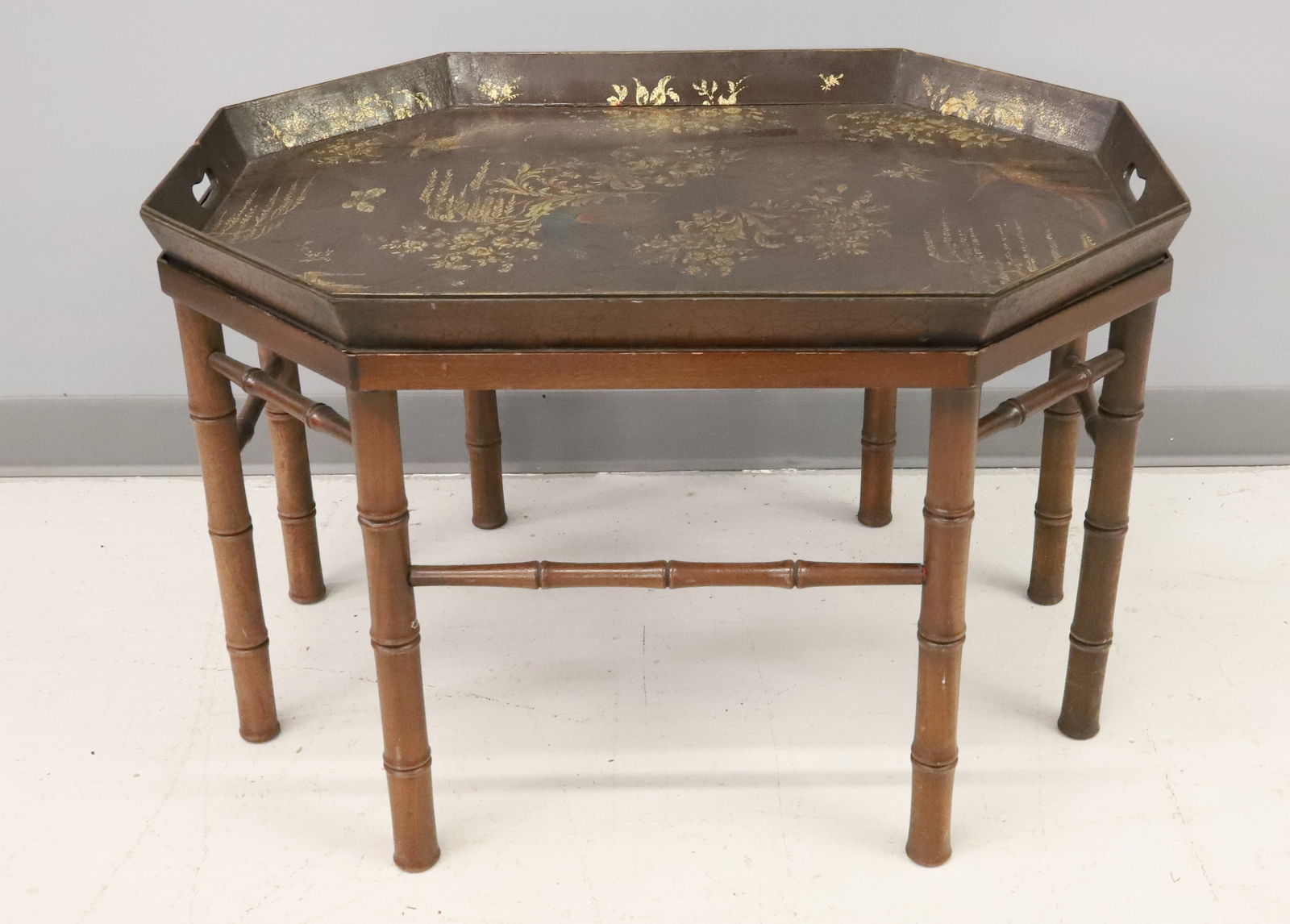 DECORATED OCTAGONAL TRAY TABLE - 4