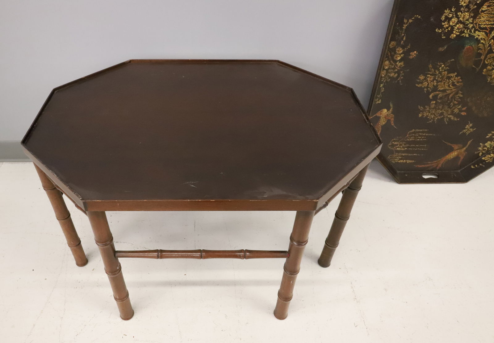 DECORATED OCTAGONAL TRAY TABLE - 5