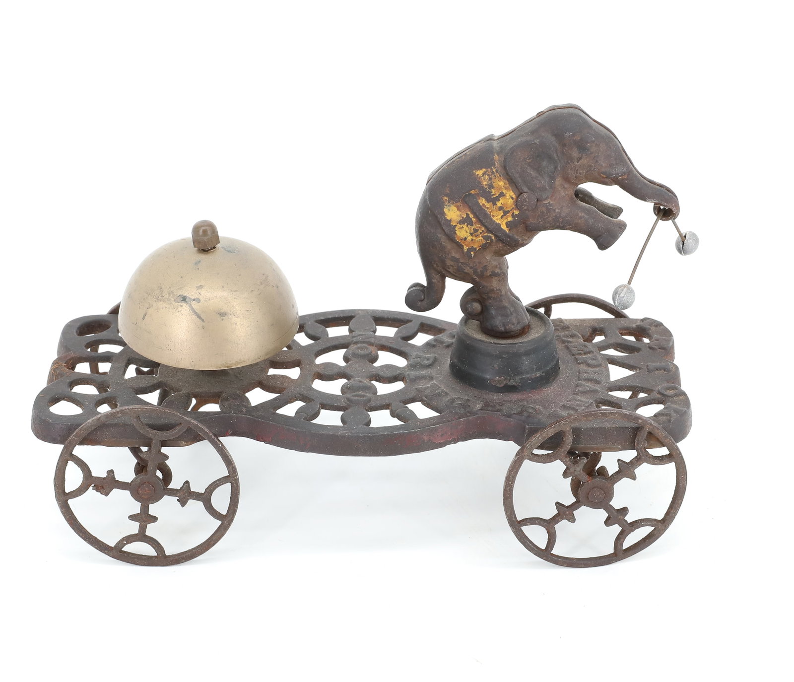 TRICK ELEPHANT BELL RINGER CAST IRON TOY (1 of 6)