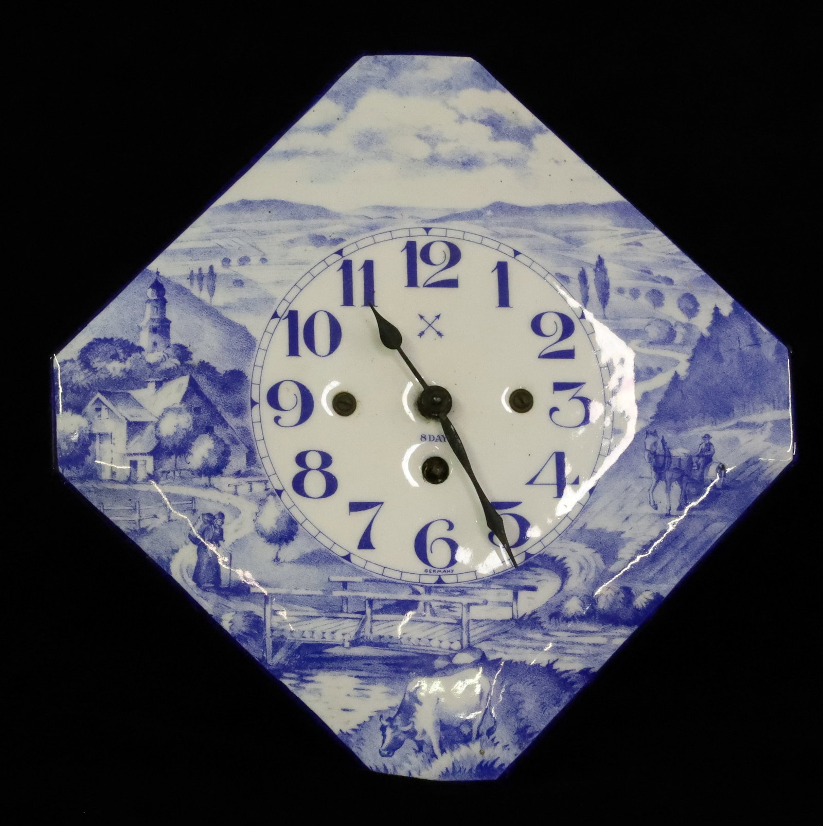PORCELAIN ENAMEL DELFT CLOCK (1 of 2)