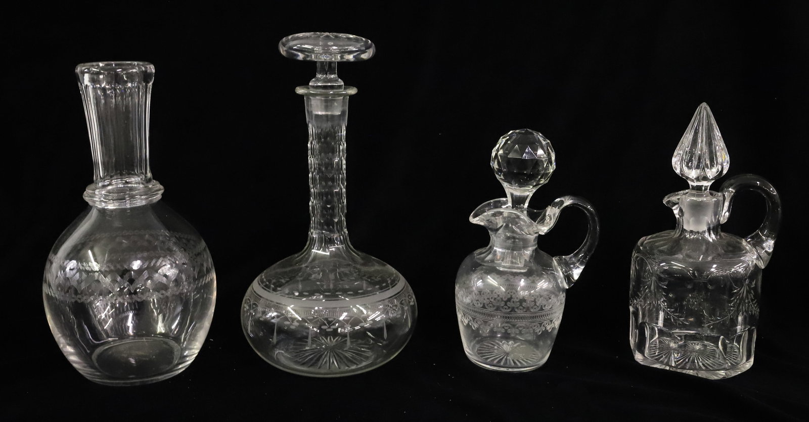 (4) VINTAGE BLOWN ENGRAVED GLASS LOT (1 of 7)