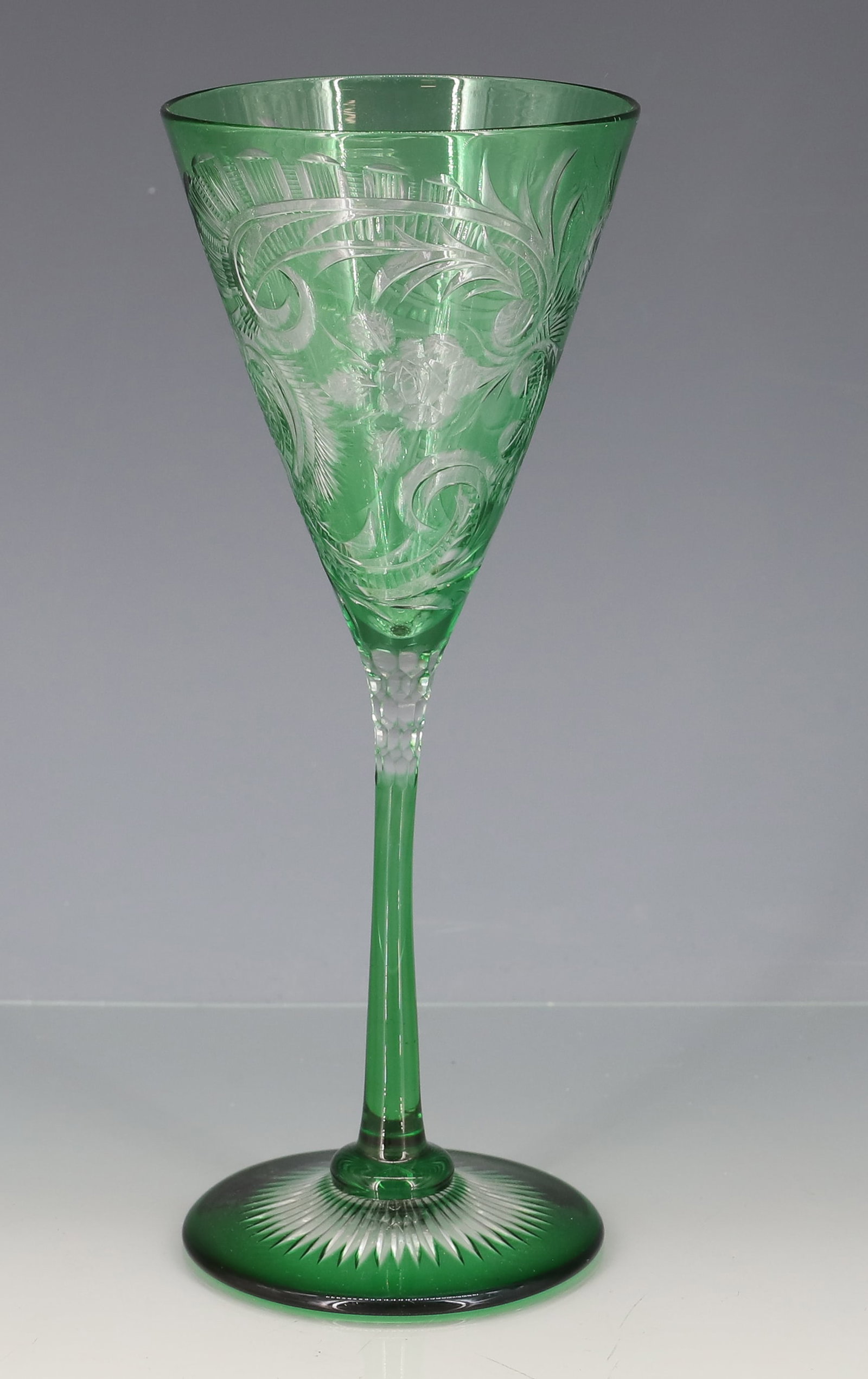 DORFLINGER OVERLAY CUT WINE GLASS (1 of 3)